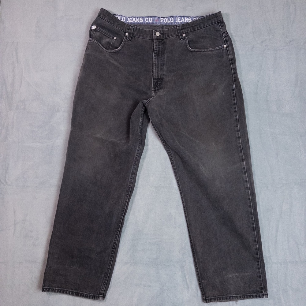 Polo Jeans Co Ralph Lauren Jeans Mens 40x30 Black Good Baggy Faded Vintage RL